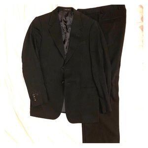 Emporio Armani suit 50R black pinstripes
